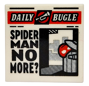 Placa Lisa 2x2 com Desenho do Jornal 'DAILY BUGLE' e 'SPIDER MAN NO MORE?'