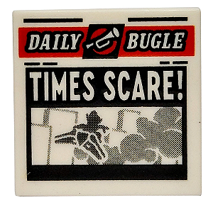 Placa Lisa 2x2 com Desenho de Jornal 'DAILY BUGLE' e 'TIMES SQUARE!'