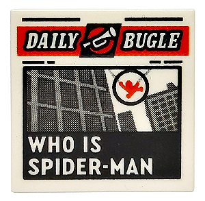 Placa Lisa 2x2 com estampa de jornal "Clarim Diário" e "Quem é o Homem-Aranha"