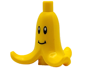Banana descascada com olhos pretos e brancos e padrão de sorriso  Set : 72032  Super Mario