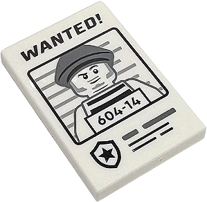Placa 2x3 com Desenho de Minifigura 'PROCURADO!