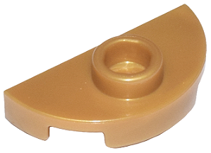 Placa Redonda 1x2 Metade com 1 Stud (Jumper) Dourada Perolada
