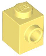 Tijolo Modificado 1x1 Com Furo Lateral Amarelo Claro Brilhante