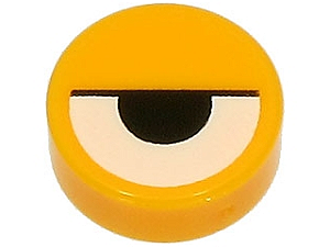 Placa Lisa Redonda 1x1 com olho branco parcialmente fechado Laranja Brilhante