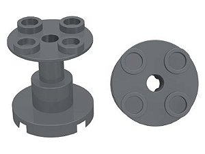 Suporte Lego  2x2x2 com Furo Completo Cinza Escuro