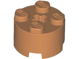 Tijolo Redondo 2x2 com Furo para Eixo Medium Nougat