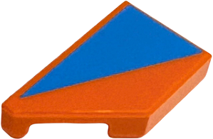 Placa Lisa Modificada 1x2 com Chanfro Esquerda Laranja com Listra Dark Azure