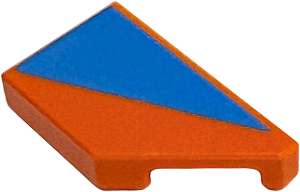 Placa Lisa Modificada 1x2 com Chanfro Direita Laranja com Listra Dark Azure