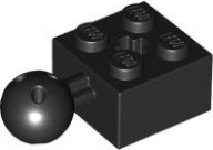 Tijolo Technic 2x2 com bola e encaixe para eixo Preto