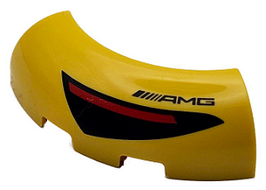 Tijolo Redondo de Canto 3x3x1 sem Studs Amarelo com Desenho e Escrita AMG