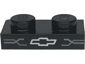 Placa 1x2 com desenho do logotipo da Chevrolet Preta