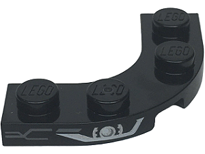 Placa canto redonda 3x3 com recorte 2x2 Preta com Desenho de Farol Lado Esquerdo