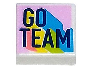 Placa Lisa 1x1 Branca com Desenho "GO TEAM"