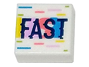 Placa Lisa 1x1 Branca com Desenho "FAST"