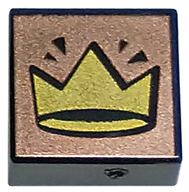 Placa Lisa 1x1 com Desenho de Coroa Dourada