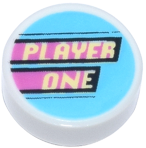 Placa Lisa Redonda 1x1 com Desenho "PLAYER ONE"