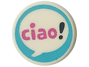 Placa Lisa Redonda 1x1 com Desenho "ciao"