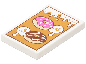 Placa Lisa 2x3 Branca com desenho de dois Donuts