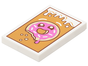Placa Lisa 2x3 Branca com desenho de Donuts Mordido