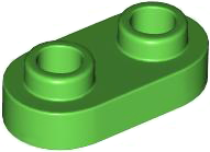 Placa modificada 1x2 arredondada com 2 pinos abertos Verde Brilhante