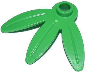 Placa Redonda 1x1 com 3 Folhas Finas Verde Brilhante