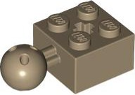 Tijolo Technic 2x2 com bola e encaixe para eixo Bege Escuro