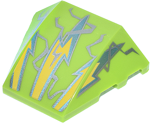 Cunha 4x3 Curva Tripla com Desenho de Traços e Raios Verde Limão