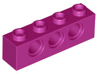 Tijolo Lego Technic 1x4 com Furos Magenta