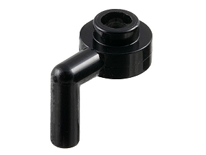 Placa com pino aberto redondo 1x1 com braço da barra para baixo Preto