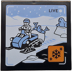 Placa Lisa 4x4 Preta com Desenho de Moto de Neve