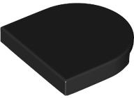 Placa Lisa Redonda 2x2 Meio Círculo Estendida Preta