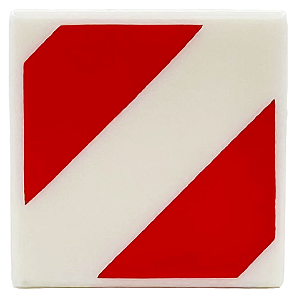 Placa Lisa 1x1 Branca com Listras Vermelhas