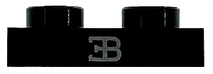 Placa 1x2 com desenho do logotipo da Bugatti - Preta