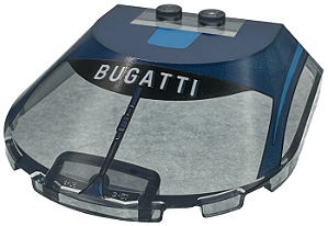 Para-brisa 6x6x1 1/3 Curvo com Detalhes em Azul Escuro e Escrita Bugatti Translúcido Escuro