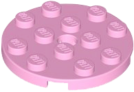 Placa redonda 4x4 com furo Rosa Brilhante