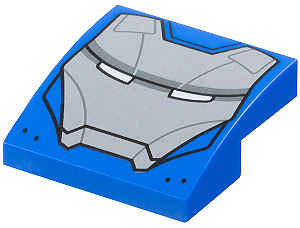 Inclinação Curva 2x2 Azul com desenho do Rosto da Armadura Mark 38