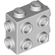 Tijolo Modificado 1x2x1 2/3 com Studs nos 3 lados Cinza Clara