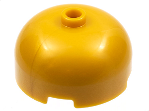 Tijolo Redondo 3x3x1 1/3 Dome Top com Stud Aberto Pearl Gold