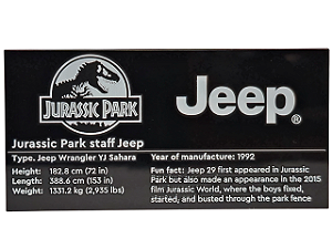 Placa Lisa 4x8 com Desenho do Jeep do Jurassic Park Preta