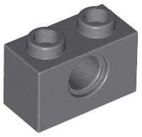 Tijolo Lego 1x2 com Furo Cinza Escuro
