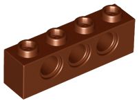 Tijolo Lego Technic  1x4 com Furos Marrom