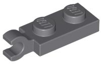 Placa 1x2 com clip horizontal na extremidade Cinza Escura