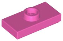 Placa Modificada 1x2 com botão Rosa Escura