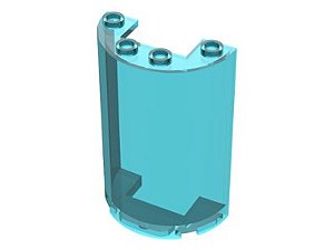 Metade do cilindro 2x4x5 com recorte 1x2 - Translúcido Azul