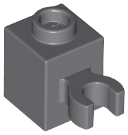 Tijolo Modificado 1x1 com clip Cinza Escuro