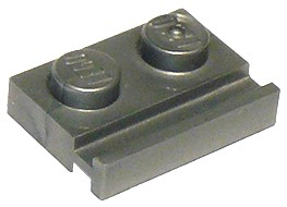 Placa Modificada 1x2 com trilho para porta Cinza Prateado