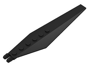 Placa com dobradiça 3x12 com extensões laterais angulares e extremidades cônicas preta