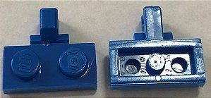 Placa de dobradiça 1x2 com 1 encaixe na lateral azul