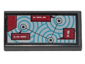 Placa Lisa 1x2 com detalhes de mapa e círculos azuis