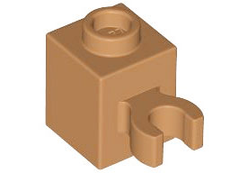 Tijolo Modificado 1x1 com Clip Vertical - Medium Nougat